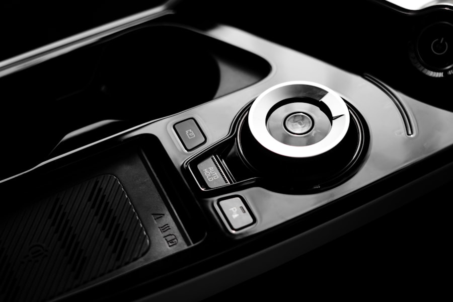 a close up of a car's headlight